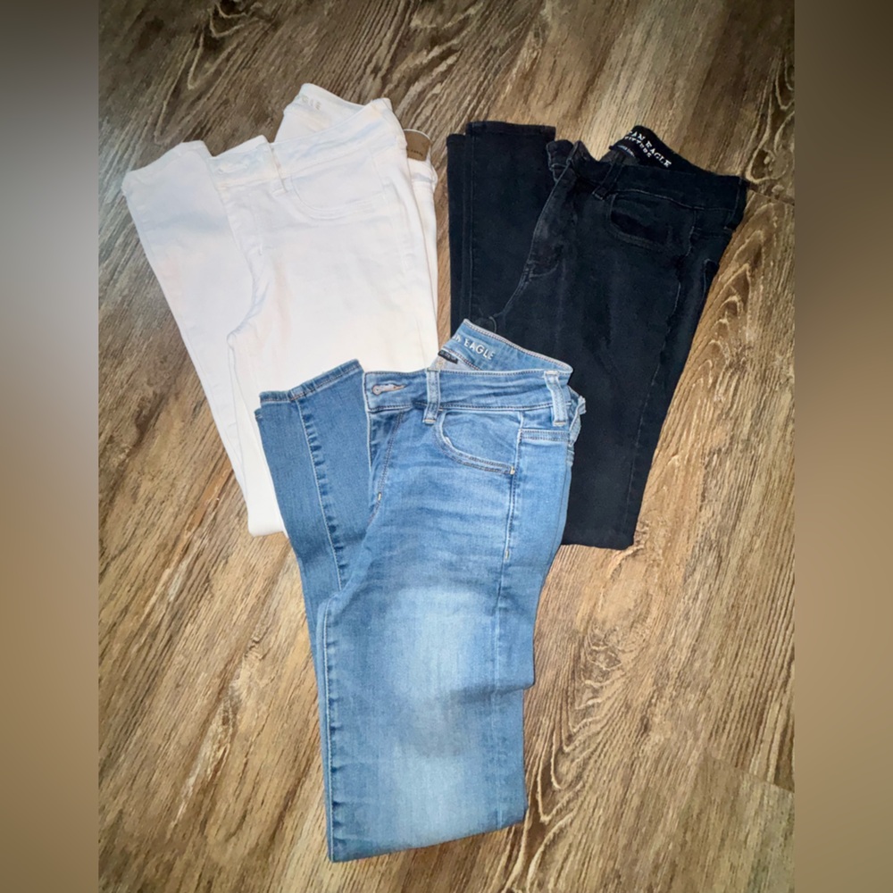 American Eagle Outfitters Skinny Jean Bundle of 3 (denim, white, black)😀 Size 4 - Picture 15 of 15